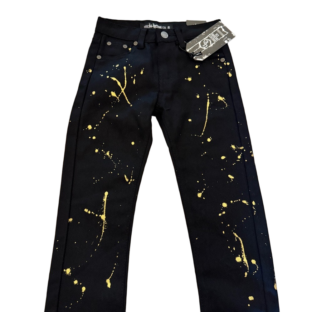 Kids Black and Yellow Splatter Jeans